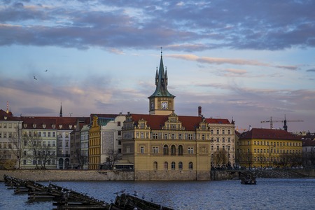View of Prague Castle and Charles Bridge.Czech Republic.の写真素材