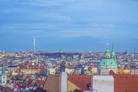 Prague from height. The old Town. Evening Prague.の写真素材