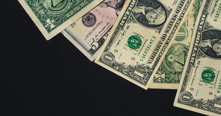 Dollars on a black background. Finance. Vintage effectの写真素材