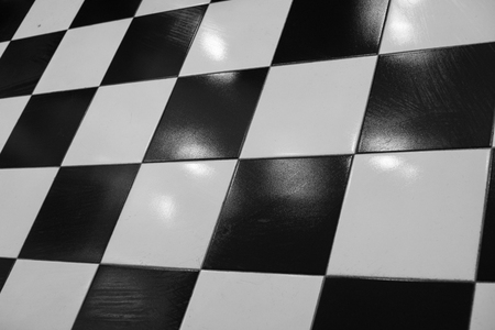Black and white floor tilesの写真素材