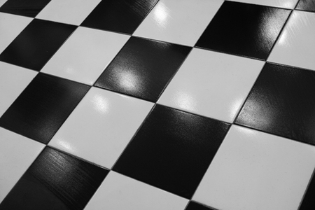 Black and white floor tilesの写真素材