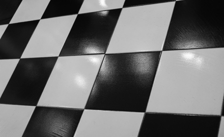 Black and white floor tilesの写真素材