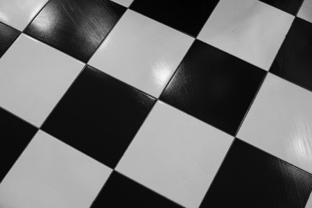 Black and white floor tilesの写真素材