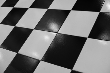 Black and white floor tilesの写真素材