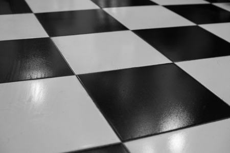 Black and white floor tilesの写真素材