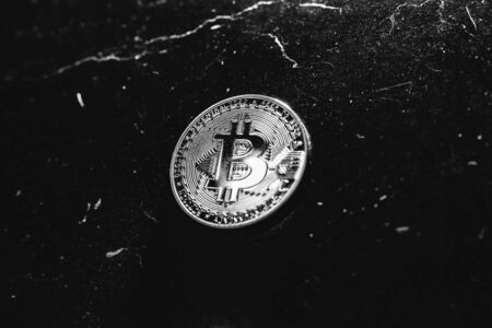 Bitcoin on a dark background. Cryptocurrency is the currency of the future.の写真素材