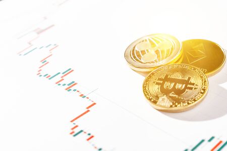 Cryptocurrency trading. Cryptocurrency chart. Bitcoin and other cryptocurrency are conquering the economy.の写真素材