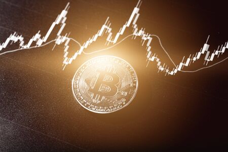 Bitcoin chart . Cryptocurrency is the currency of the future.の写真素材
