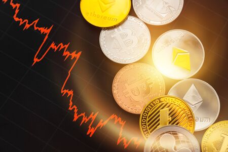 Bitcoin chart . Cryptocurrency is the currency of the future.の写真素材