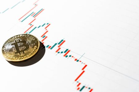 Bitcoin chart . Cryptocurrency is the currency of the future.の写真素材