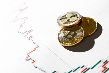 Bitcoin chart . Cryptocurrency is the currency of the future.の写真素材