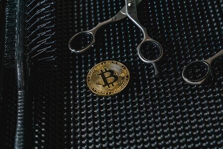 Payment for cryptocurrency services. Bitcoin is the future currency.の写真素材