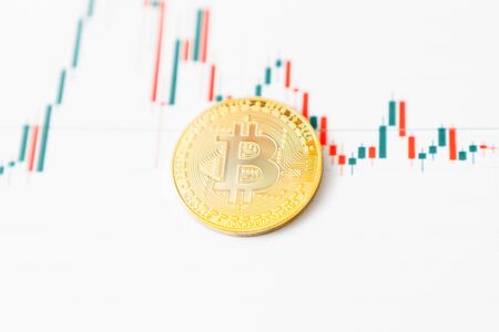 Bitcoin chart . Cryptocurrency is the currency of the future. The market price is bitcoin.の写真素材