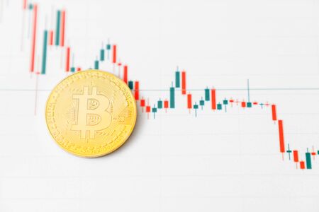 Bitcoin chart . Cryptocurrency is the currency of the future.の写真素材
