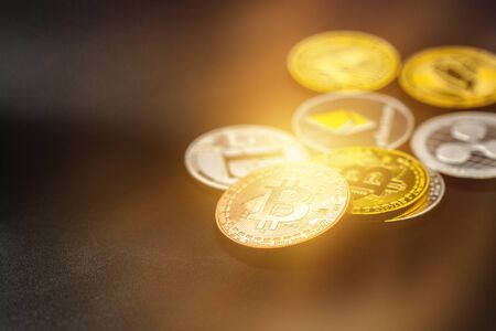 Cryptocurrency trading. Cryptocurrency chart. Bitcoin and other cryptocurrency are conquering the economy.の写真素材