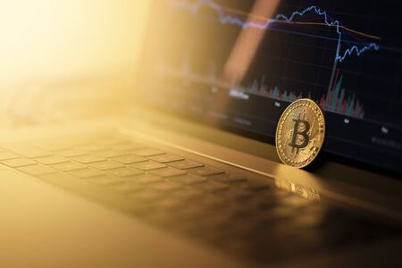 Bitcoin and stock exchange. Cryptocurrency exchange chart.の写真素材