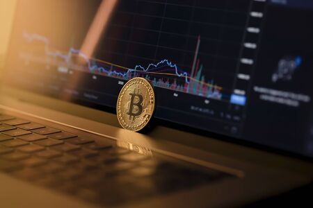 Bitcoin halving. Cryptocurrency trading. Trading at home.の写真素材