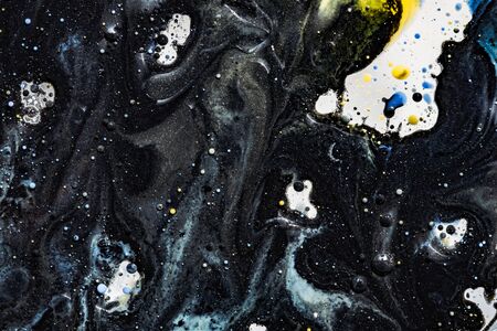 Colored abstract background.Ink Bubbles In Water. Abstract colorful paint. Macro photoの写真素材