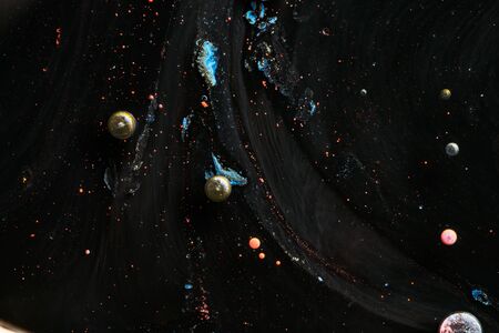 Contrast macro abstraction of bubbles in water. Space macro photo.の写真素材
