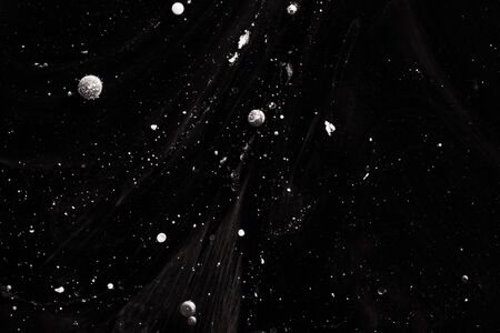 Contrast macro abstraction of bubbles in water. Space macro photo.の写真素材