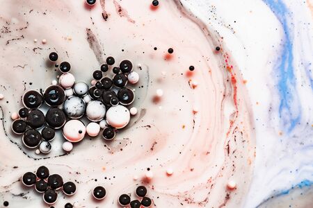 Colored abstract background.Ink Bubbles In Water. Abstract colorful paint.の写真素材