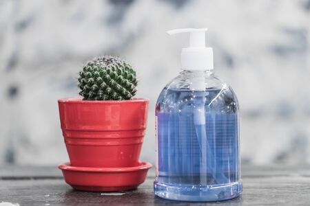 Antiseptic for hands. Hygiene at home.の写真素材