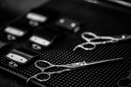 The work of a hairdresser, beauty salon, barbershop. Stylist working tools.の写真素材