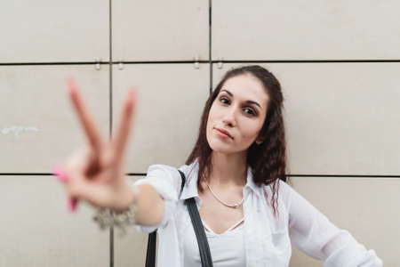 Female lifestyle portrait in the city.の写真素材