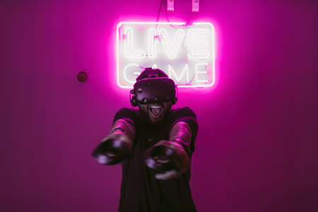 Cyberpunk style. Neon and the digital world.