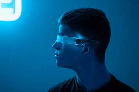 Cyberpunk neon male portrait