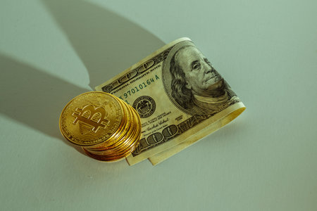 Bitcoin holds the US dollar. The concept of stock market advantage.