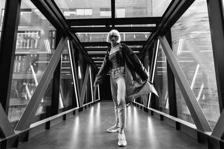 Futuristic style. Cyberpunk woman.