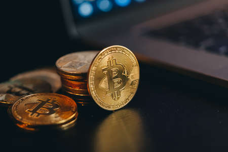 Cryptocurrency bull market. Bitcoin chart.の写真素材