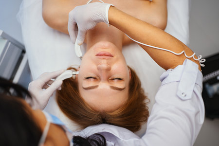 Skin treatment with microcurrents.の写真素材