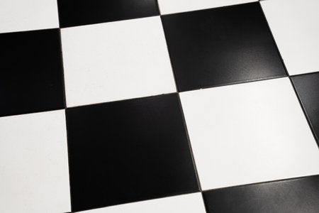 Checkered black and white tiles.の写真素材