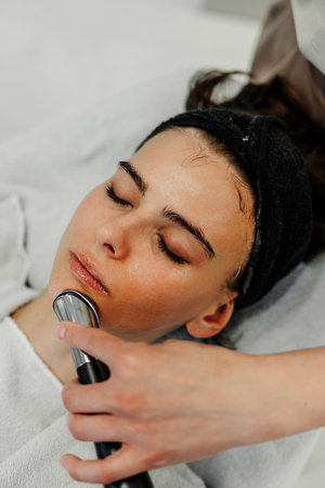 Relaxing facial massage. Health care.