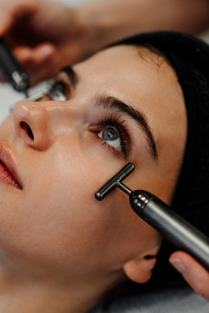 Beauty treatment session with skin care tools at a wellness center