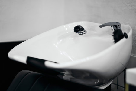 Newly designed hair salon sink with modern aesthetics and functionalityの写真素材