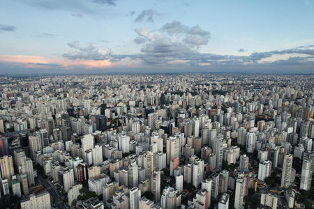 Expansive view of Sao Paulo skyline at dusk showcasing urban densityの写真素材