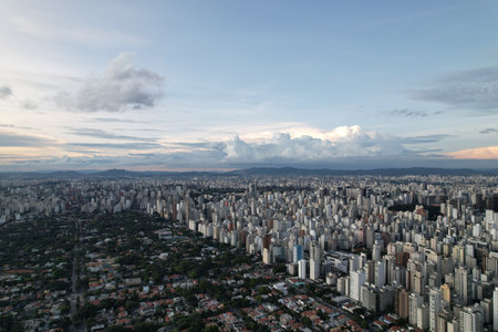 Skyline view of Sao Paulo showcasing urban landscape at duskの写真素材