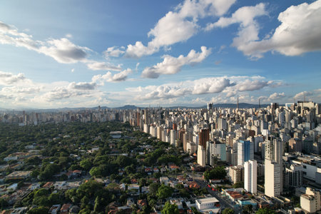 Sao Paulo skyline showcasing urban landscape under a clear skyの写真素材