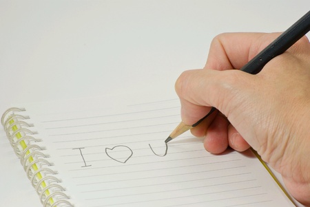 Writes the word I love youの素材