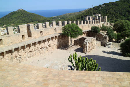 Castle Wall, Castle Capdepera, Mallorca, Spainのeditorial素材