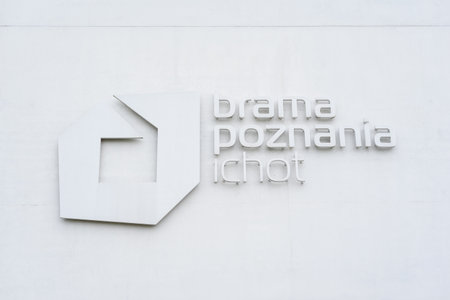 Poznan, wielkopolskie, Poland, 01.05.2021:Close-up of the logo of the Gate of Poznan, ichotのeditorial素材