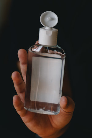 Girl applying disinfect hand sanitizer gel. For the prevention of coronavirus disease (Covid-19).の写真素材