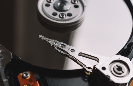 Hard disk internal structure, computer, data securityの写真素材
