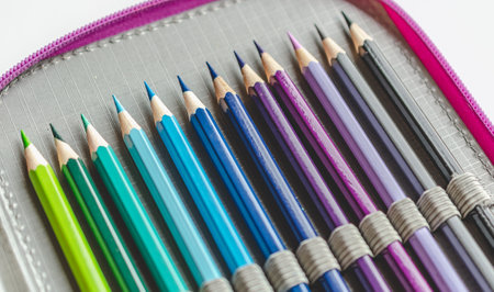 colored pencils, learning, childhood, equal opportunities, happy childの写真素材