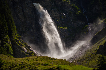 Waterfall Stauber or Wasserfall StÃ¤uber, Canton of Uri, Switzerland, waterfall, waterfall in the alpsの写真素材
