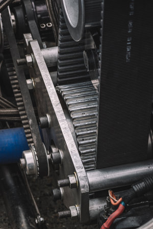 Dragster engine details, racing car, racing engineの写真素材