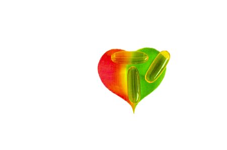 Fish oil capsule on heart 1の写真素材